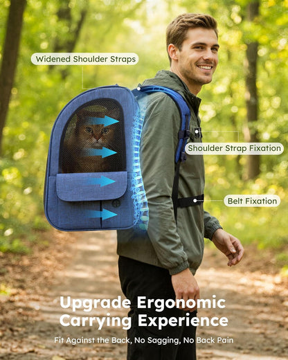 Pet Carrier Backpack, Cat Backpack Carrier, Expandable with Breathable Mesh for Small Dogs Cats, Dog Backpack Bag for Hiking Travel Camping Hold Pets up to 18 Lbs